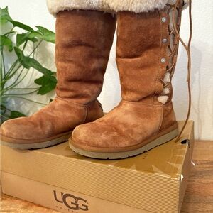 UGG Women's Brown Suede Lace-Up Boots